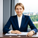 **

"A professional Polish businesswoman in a modest business suit (perhaps a żakiet and spodnie), sitting at a desk in a modern office in Warsaw, fully clothed, appropriate attire, safe for work, perfect anatomy, natural proportions, professional photography, high quality. Perhaps a view of the Pałac Kultury i Nauki through the window. Consider the style of a photo from 'Forbes Polska'."

**